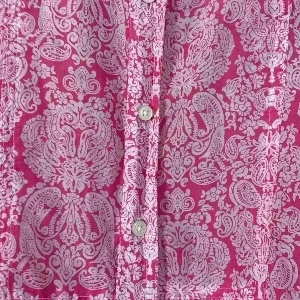 Gap Maternity Pink & White Paisley Design in Size Small.  Long Sleeve/Button Up. - Picture 2 of 10